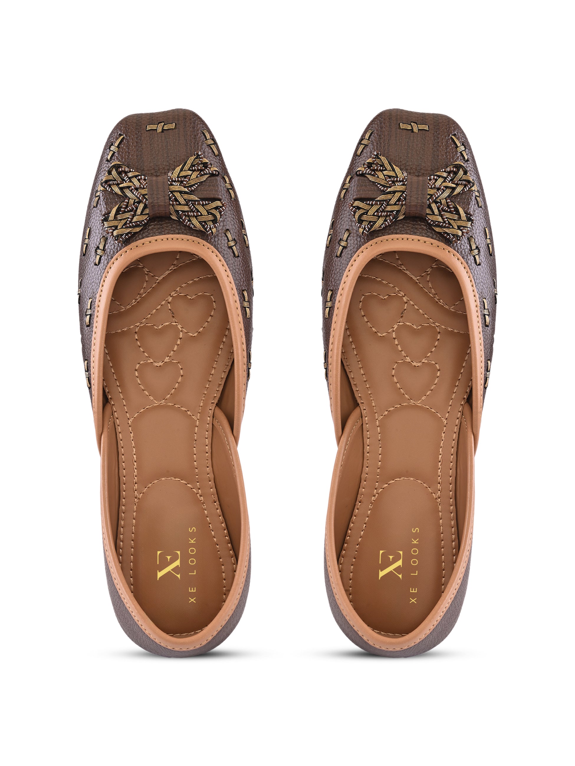 Woven Bow Accent Cushioned Square Toe Flats