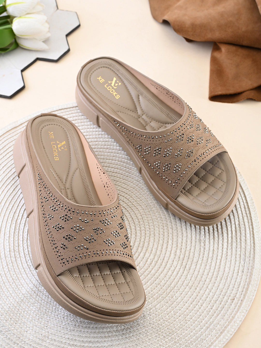 Comfort Embellished Slip-On Wedges