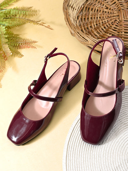 Elegant Slingback Block Heels with Bow Detail