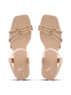 Rhinestone Strappy Soft Cushioned Block Heel Sandals