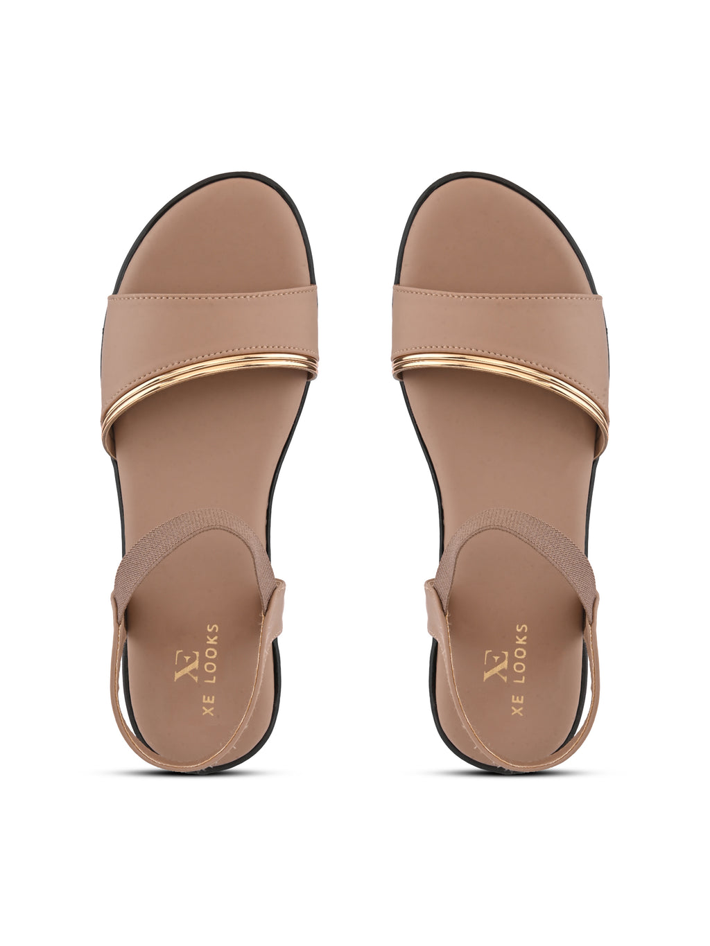 Cushioned Metallic Accent Elastic Strap Open Toe Sandals