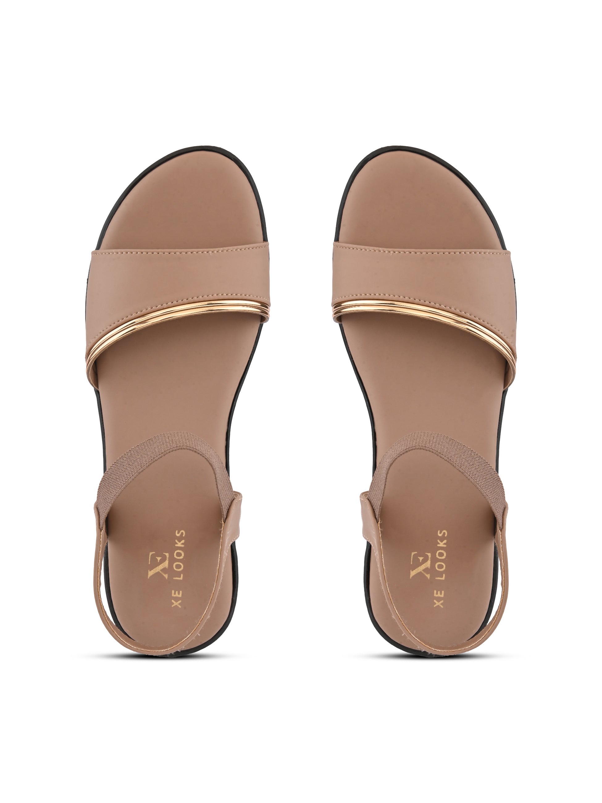 Cushioned Metallic Accent Elastic Strap Open Toe Sandals