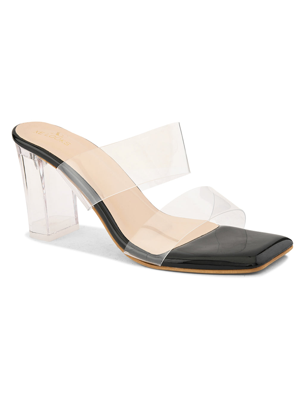 Transparent Double Strap  Sandal with Clear Block Heel