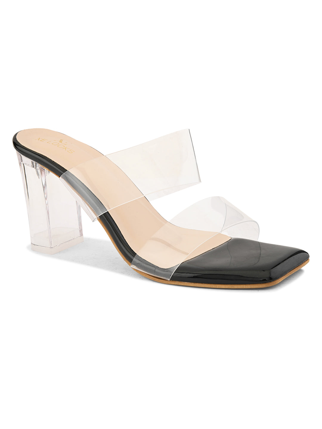 Transparent Double Strap  Sandal with Clear Block Heel