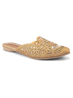 Embroidered Floral Cut-Out Design Mules