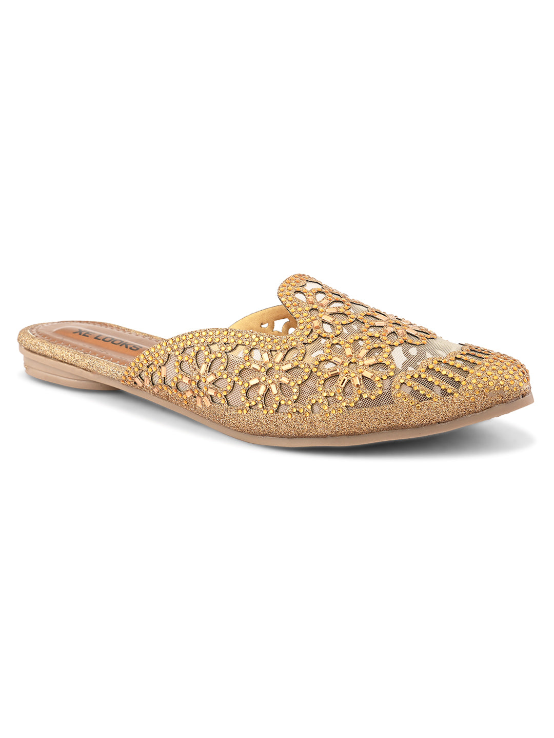 Embroidered Floral Cut-Out Design Mules