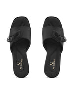 Bow Accent Cushioned Slip-On Block Heel Sandals