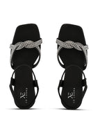 Rhinestone Knot Detail Soft Cushioned Block Heel Sandals