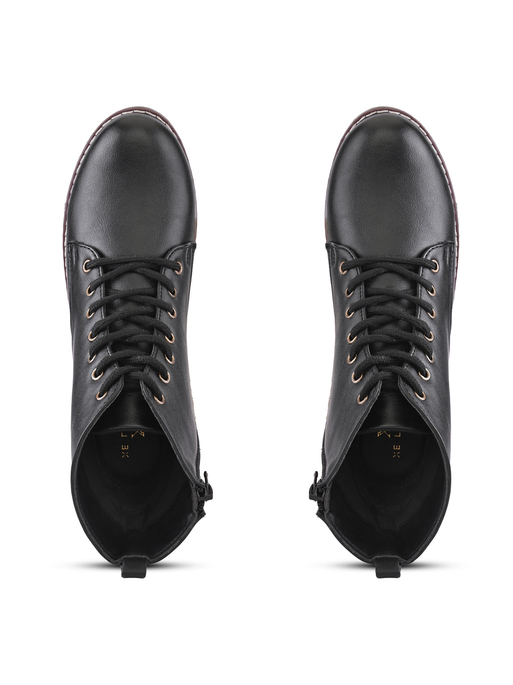 Lace Up Side Zip Cushioned Low Block Heel Ankle Boots