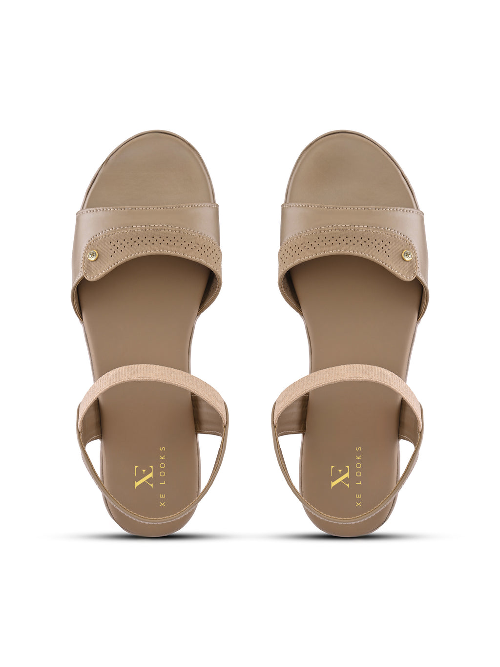 Perforated Detail Cushioned Slingback Flat Sandals