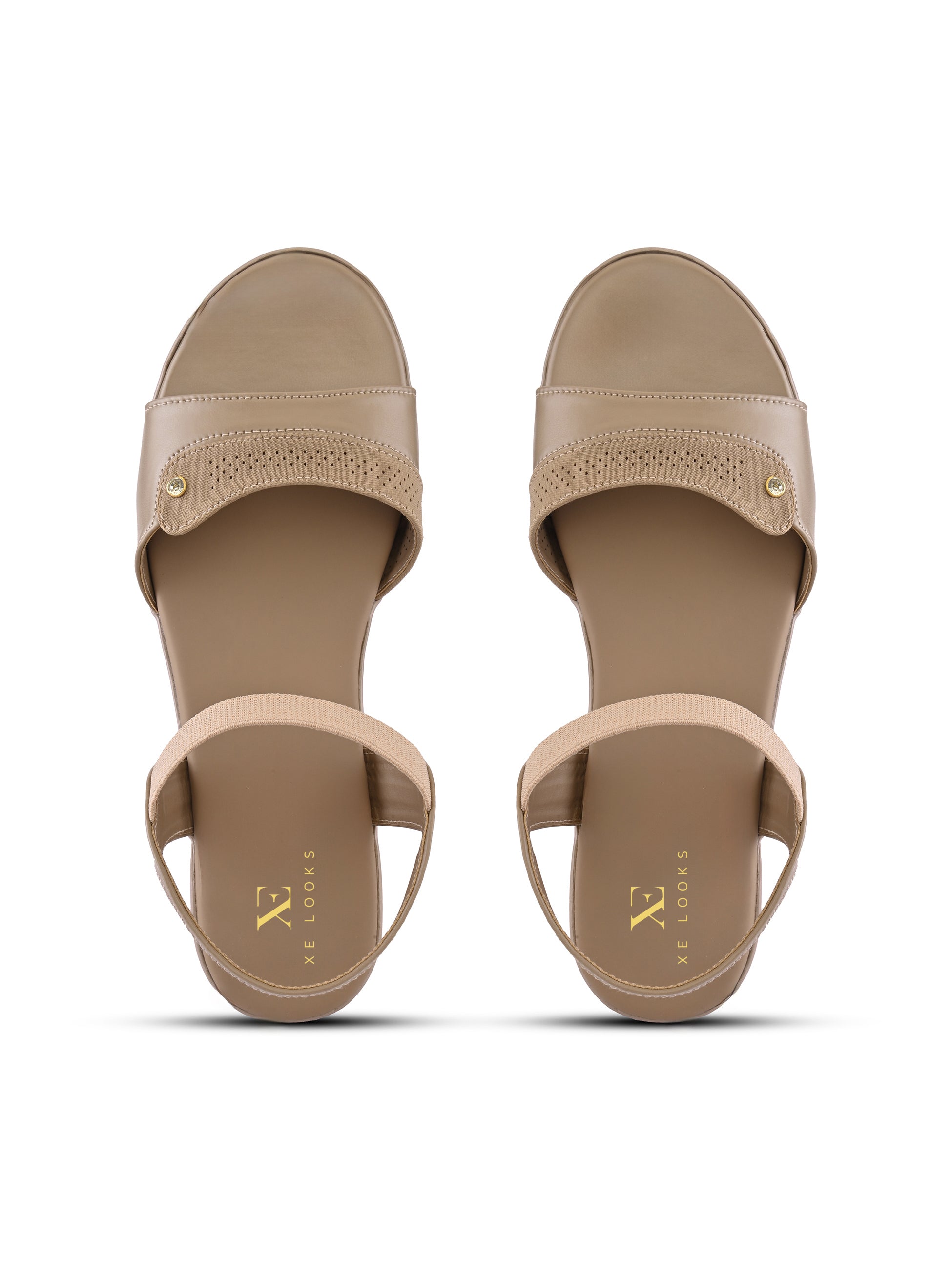 Perforated Detail Cushioned Slingback Flat Sandals