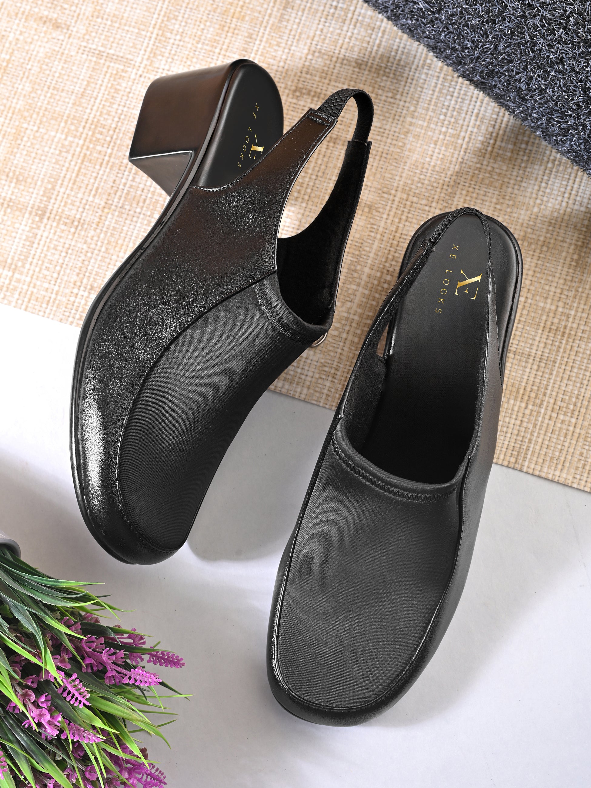 Elegant Slip-On Slingback Block Heel Shoes