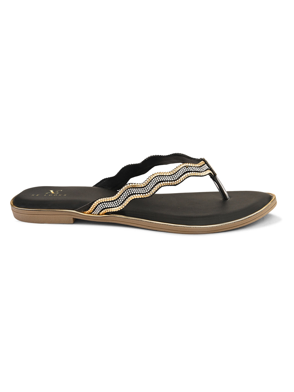 Traditional Slip-On Sandals with Stone-Styled Strap Design