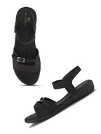 Comfort Cushion Buckle Accent Elastic Strap Open Toe Sandals