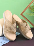 Braided Cross Strap Cushioned Comfort Platform Sandals