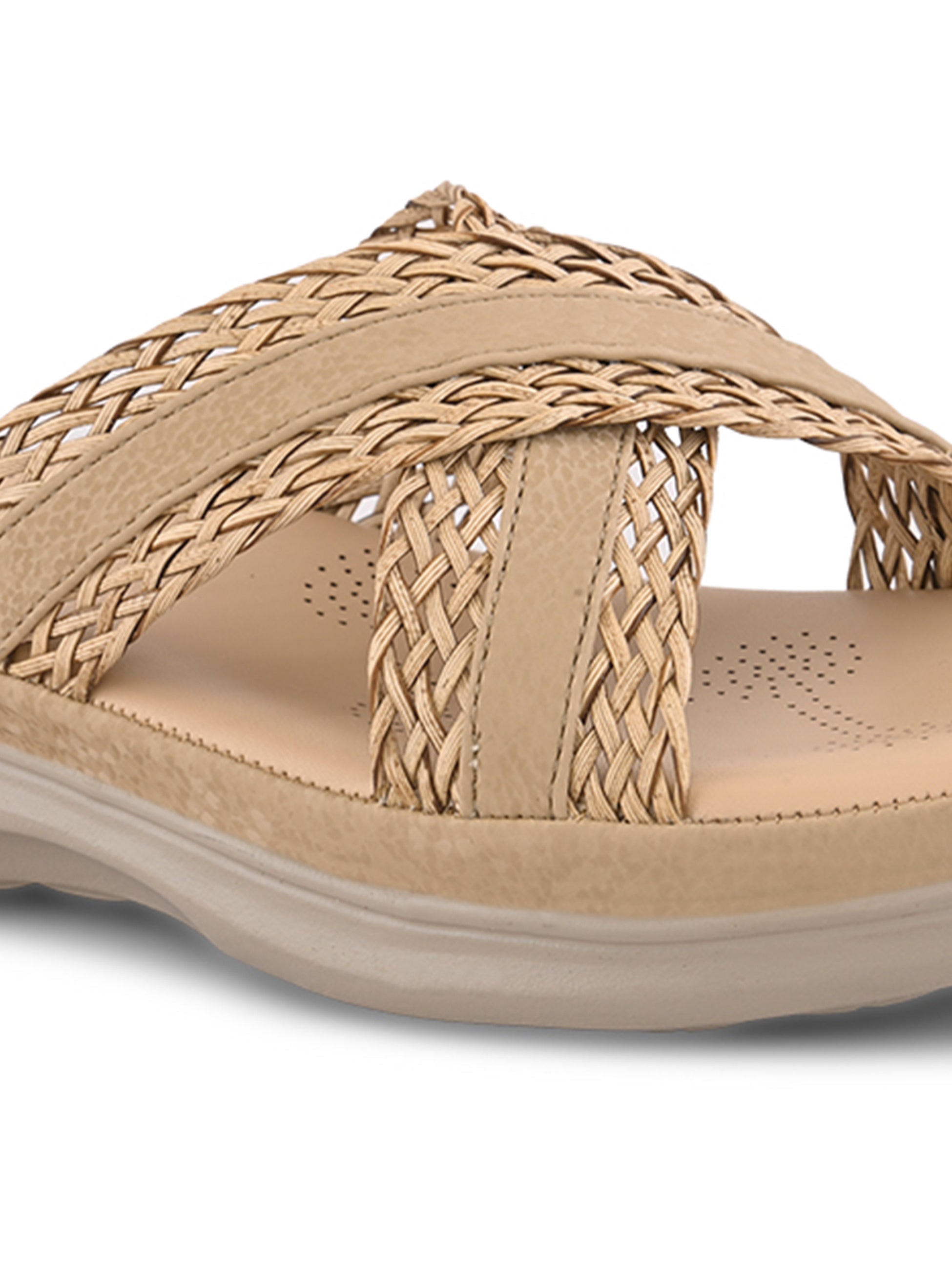 Braided Cross Strap Cushioned Comfort Platform Sandals