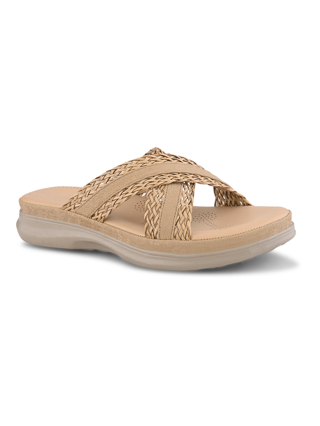 Braided Cross Strap Cushioned Comfort Platform Sandals