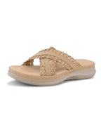 Braided Cross Strap Cushioned Comfort Platform Sandals