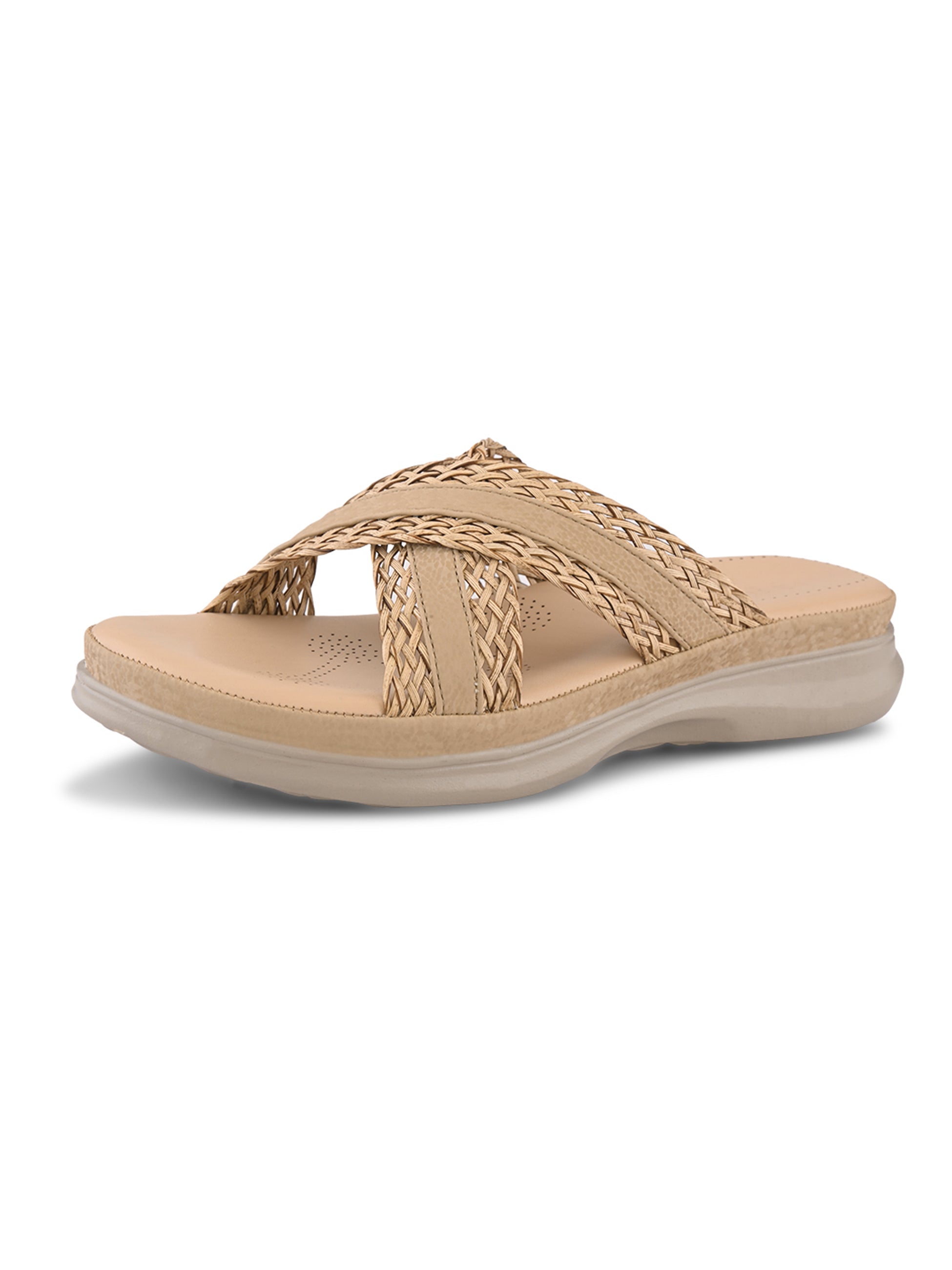 Braided Cross Strap Cushioned Comfort Platform Sandals