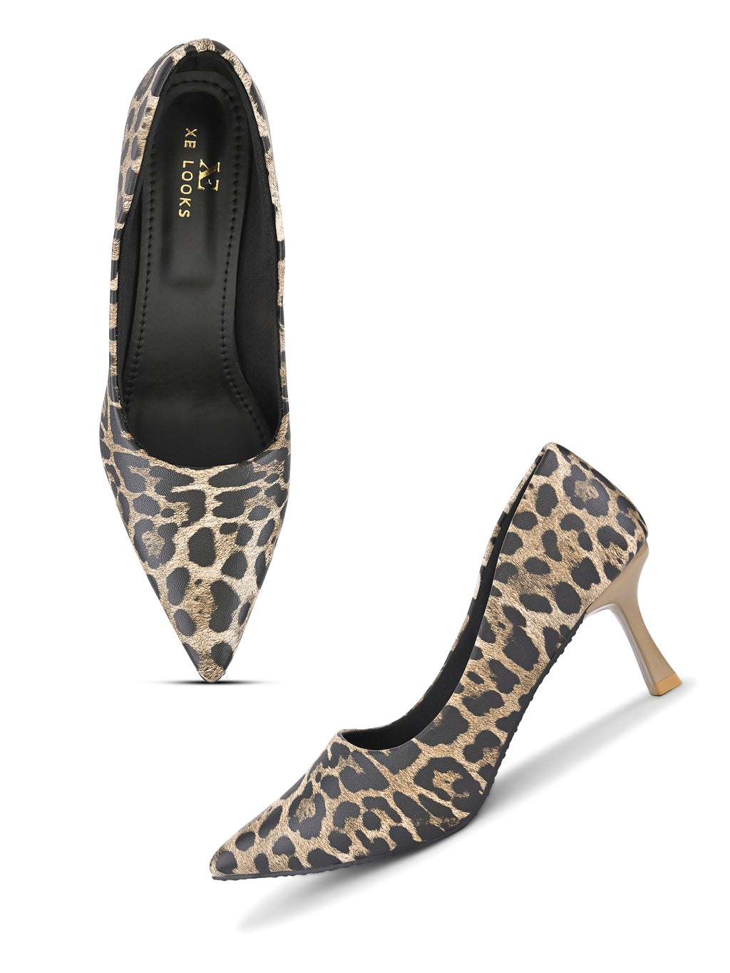 Animal Print Pointed Toe Cushioned Slip-On Pumps