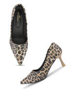 Animal Print Pointed Toe Cushioned Slip-On Pumps