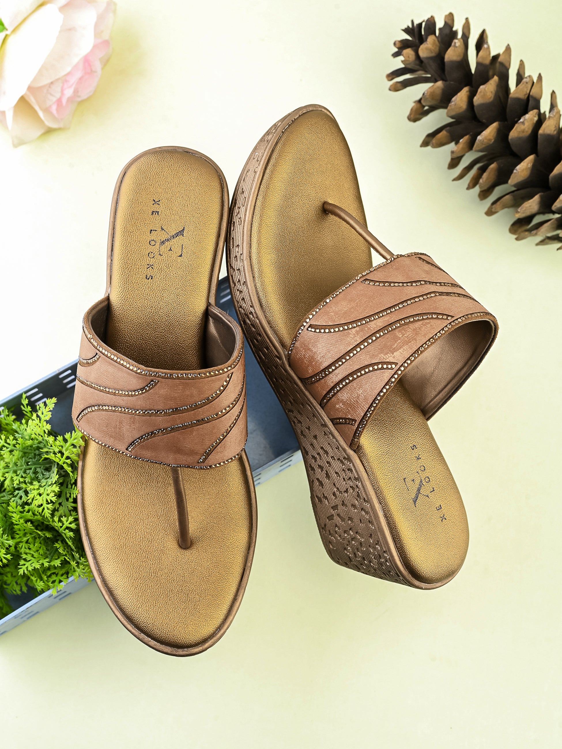 Slip-On Low Wedge Heel Thong Sandals