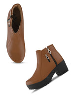 Dual-Zip Chunky Platform Block Heel Ankle Boots