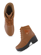 Lace-Up Pocket Detail Chunky Block Heel Ankle Boots