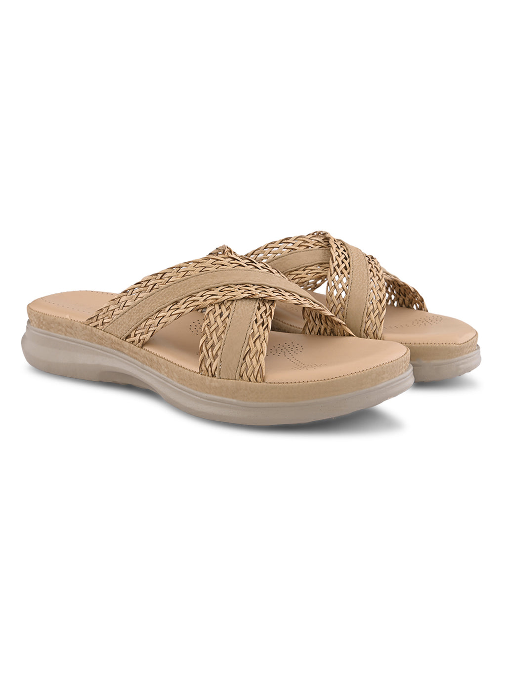 Braided Cross Strap Cushioned Comfort Platform Sandals