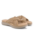 Braided Cross Strap Cushioned Comfort Platform Sandals