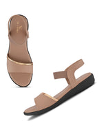 Cushioned Metallic Accent Elastic Strap Open Toe Sandals