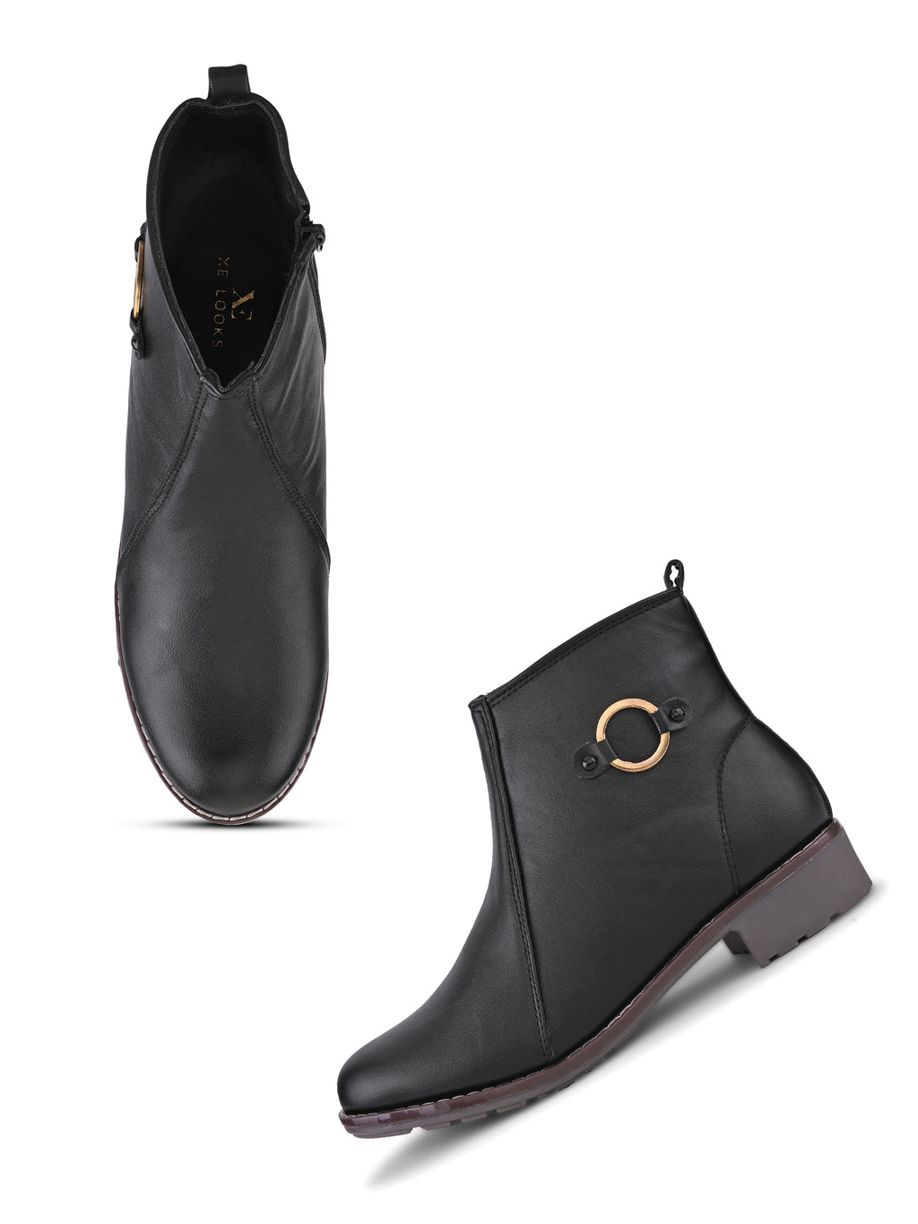 Side Zip Cushioned Low Block Heel Ankle Boots