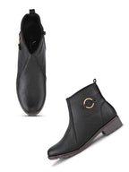 Side Zip Cushioned Low Block Heel Ankle Boots