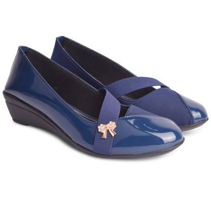 Classy & Alluring Shiny Wedge Heel Ballerinas