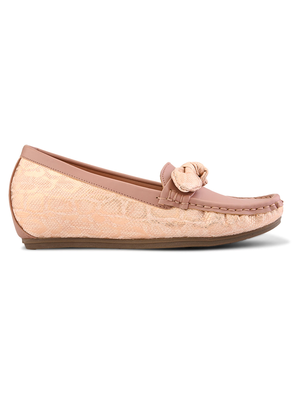 Elegant Bow with Snake-Print Loafers