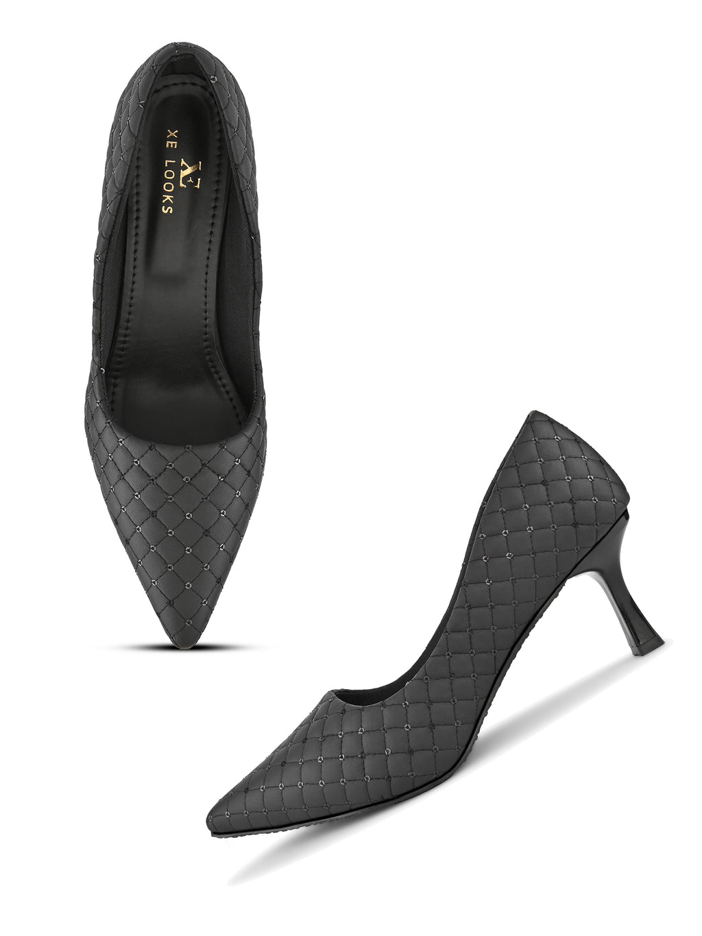 Quilted Pointed Toe Cushioned Slip-On Pumps