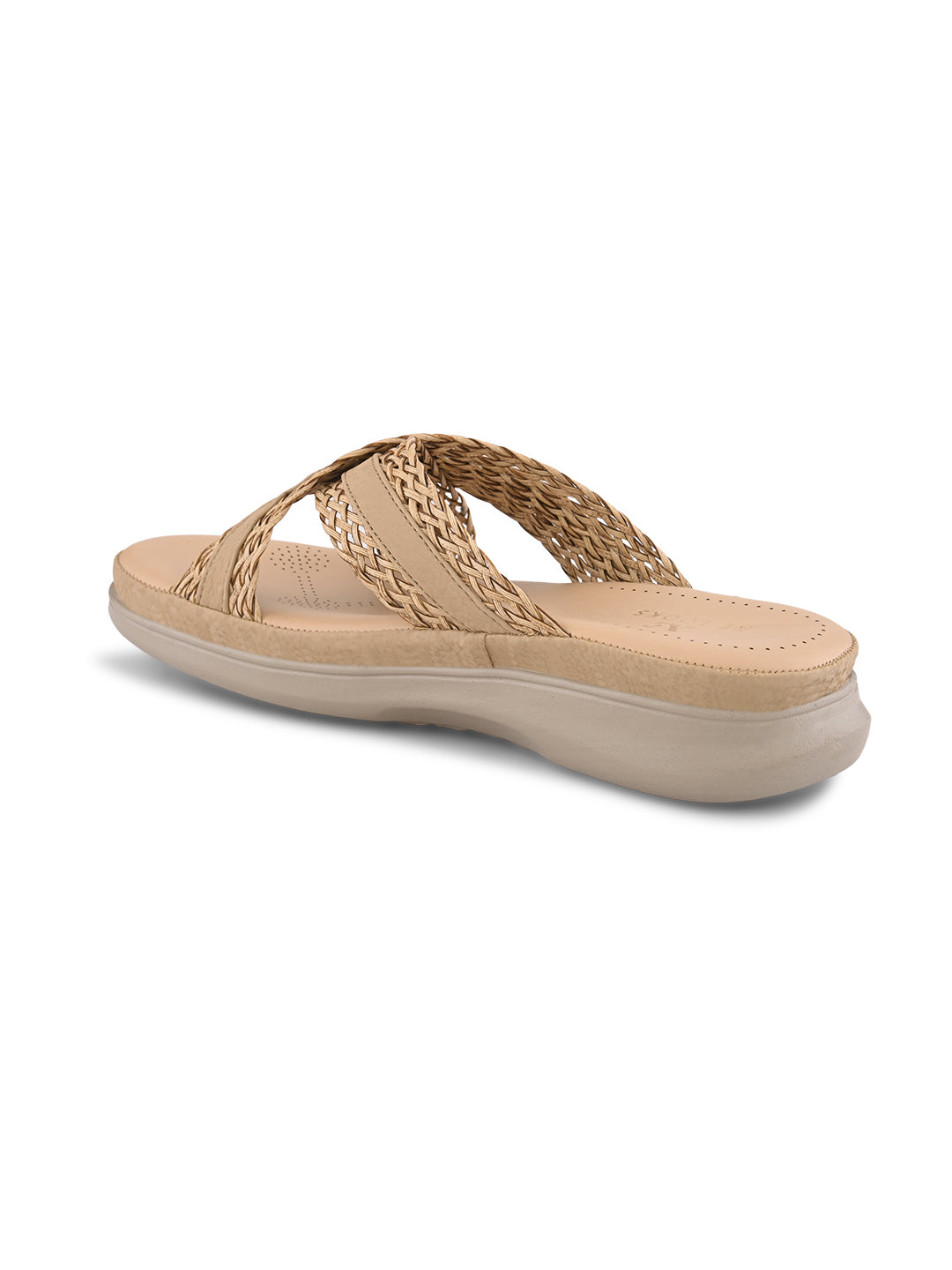 Braided Cross Strap Cushioned Comfort Platform Sandals