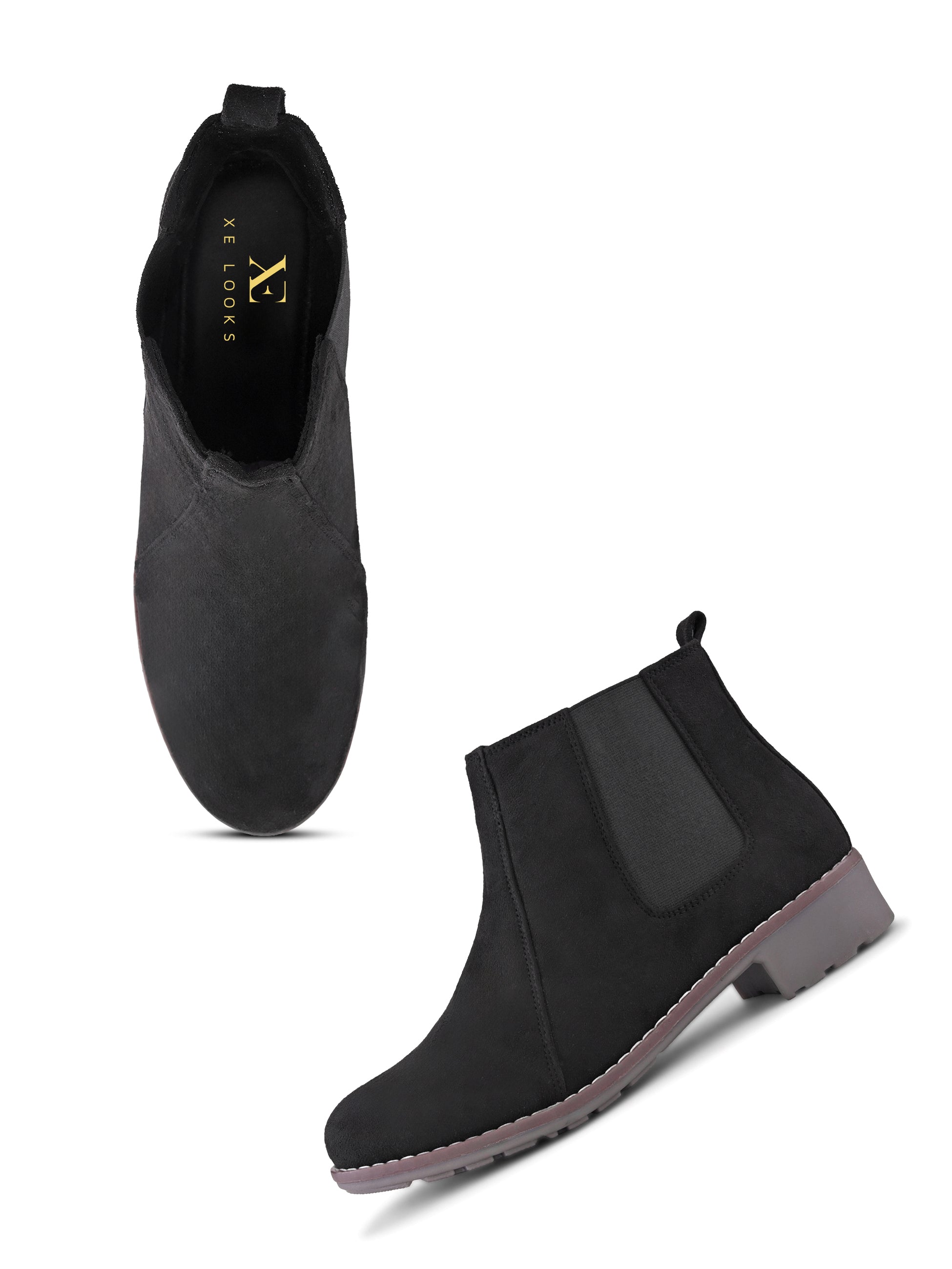 Side Elastic Cushioned Low Block Heel Ankle Boots