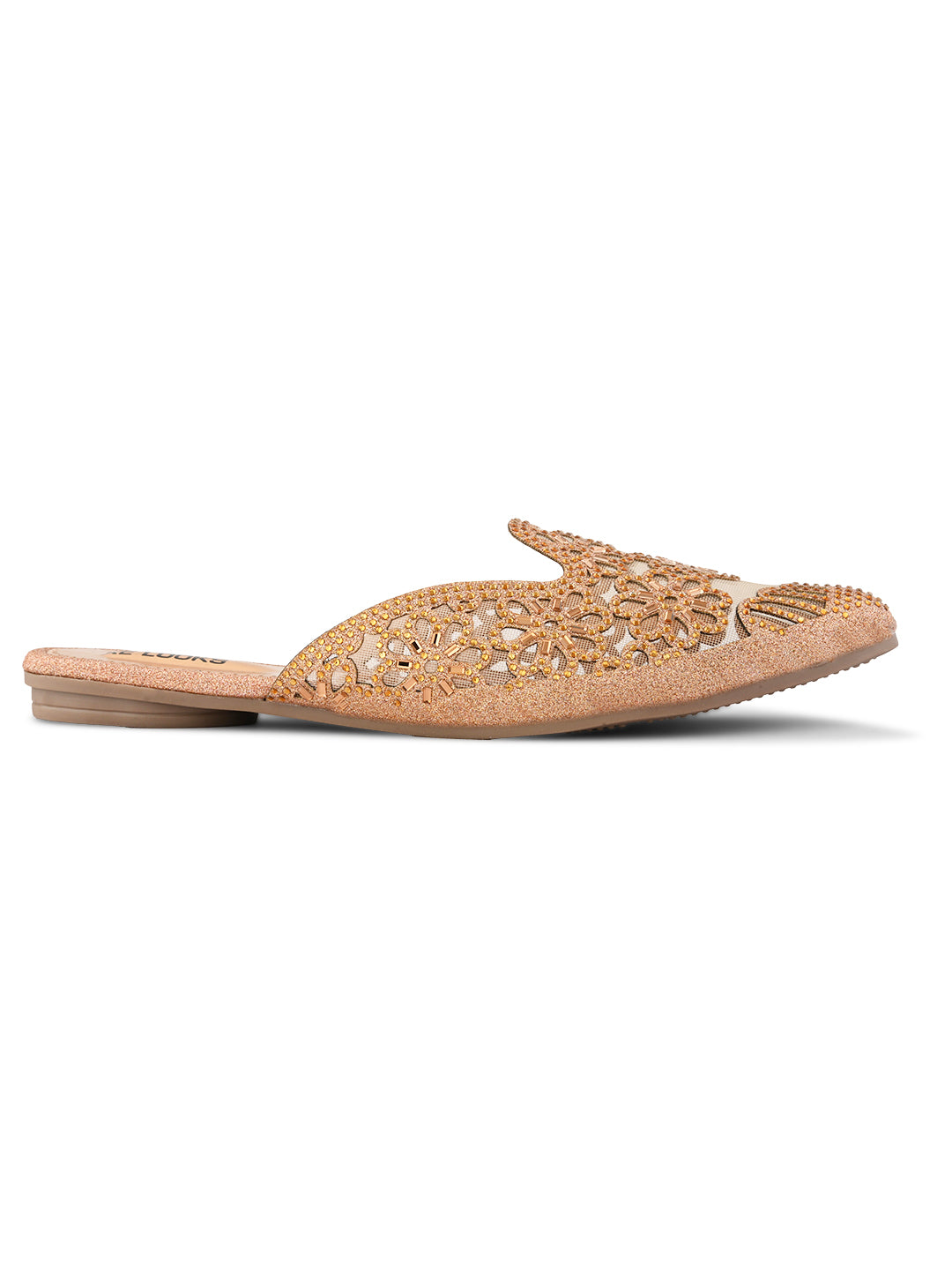 Embroidered Floral Cut-Out Design Mules