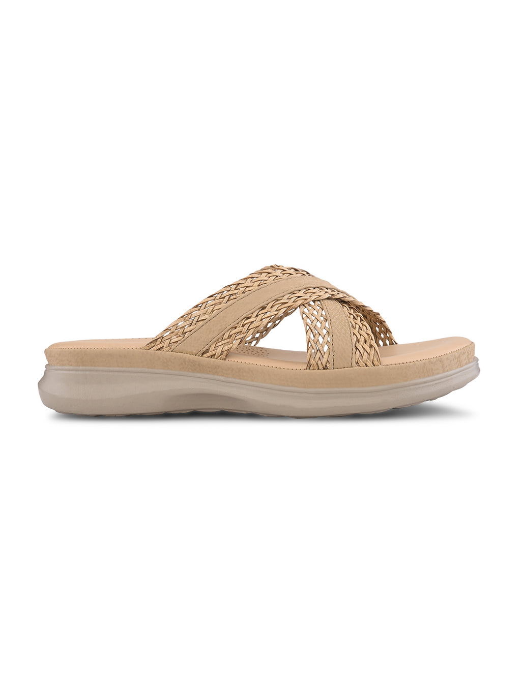 Braided Cross Strap Cushioned Comfort Platform Sandals