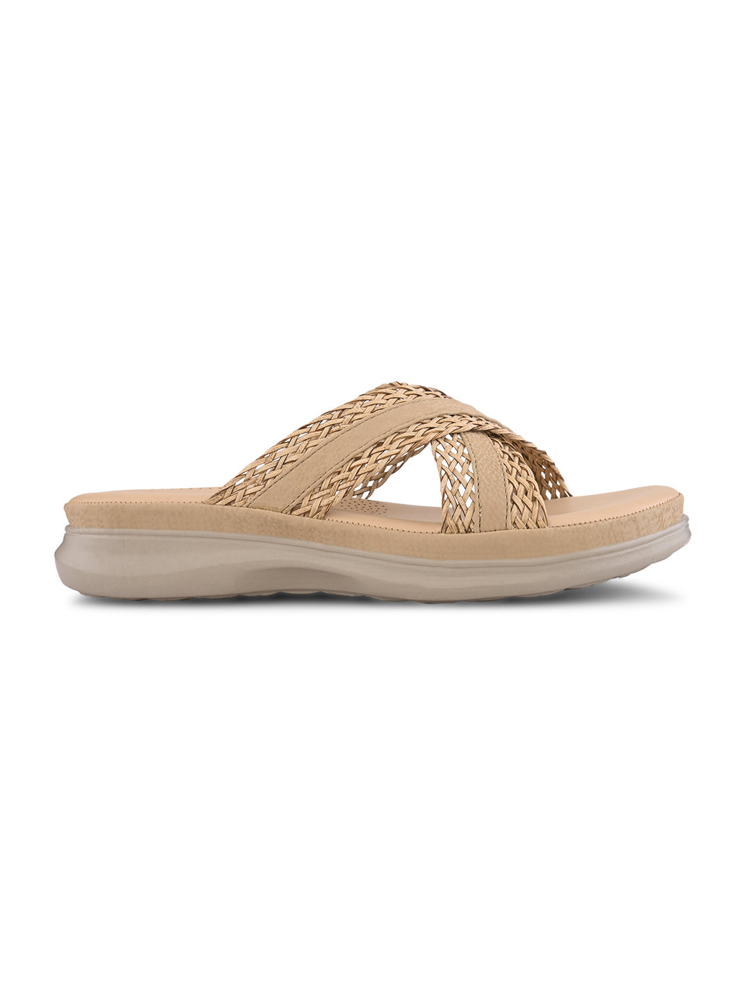 Braided Cross Strap Cushioned Comfort Platform Sandals
