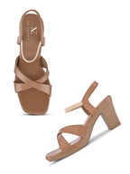 CROSS-STRAP ANKLE SUPPORT COMFORT BLOCK HEEL SANDALS