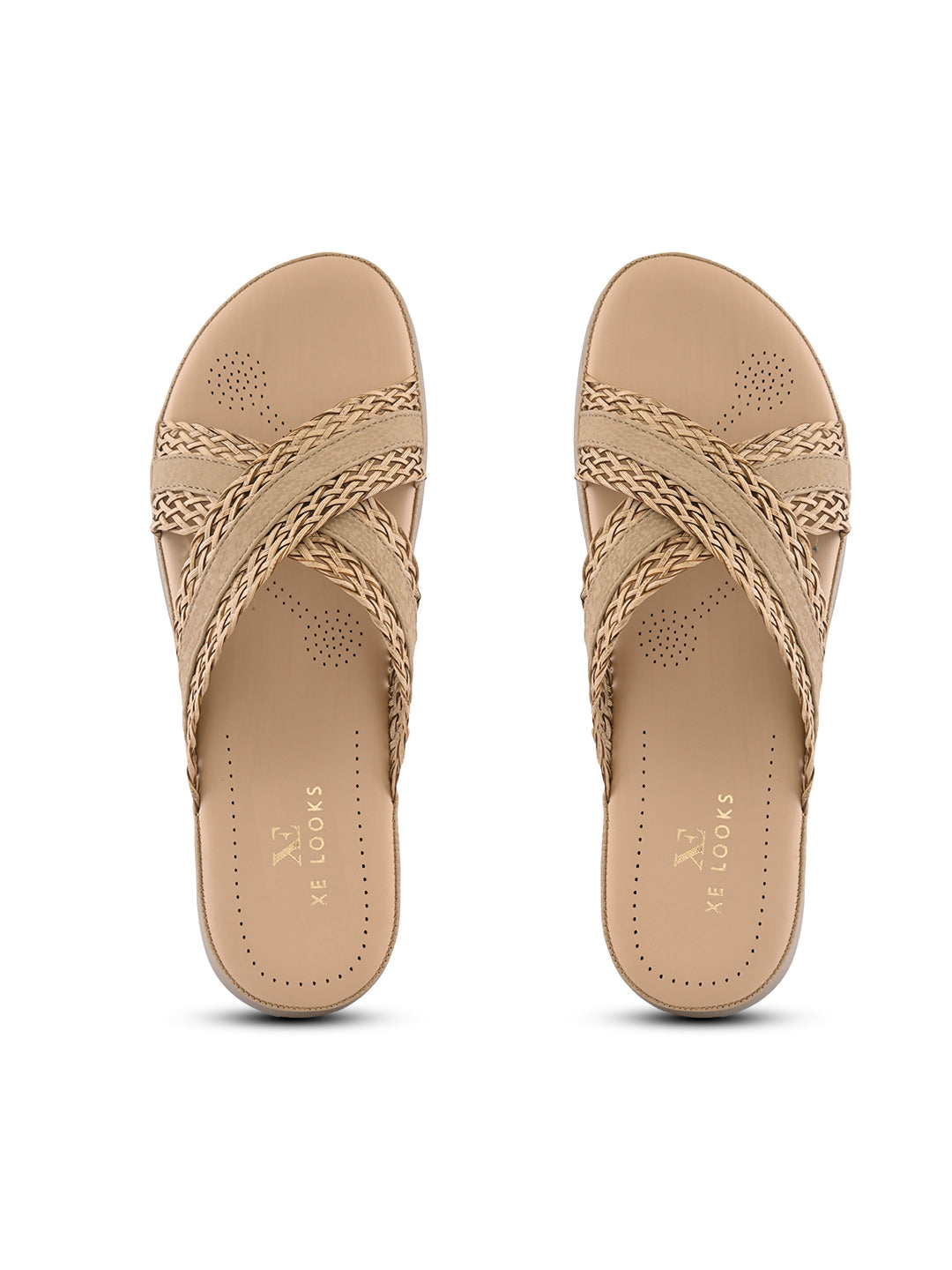 Braided Cross Strap Cushioned Comfort Platform Sandals