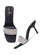 Rhinestone Strap Comfort Heel Sandals