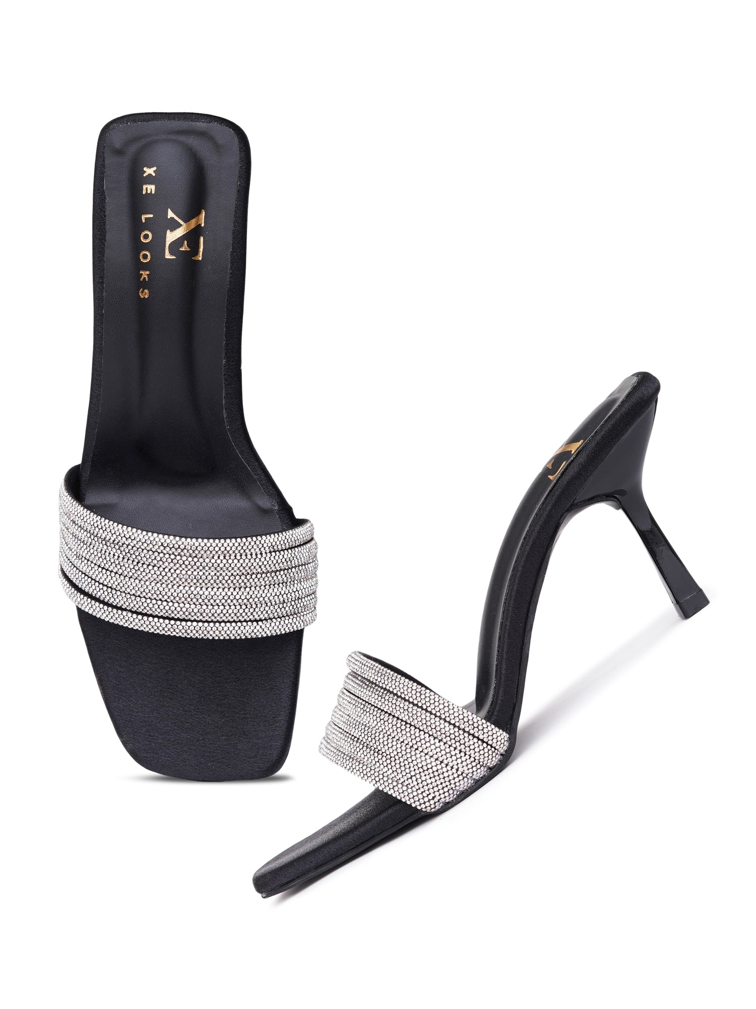 Rhinestone Strap Comfort Heel Sandals