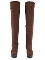Stretch-Fit Over-the-Knee Low Block Heel Boots