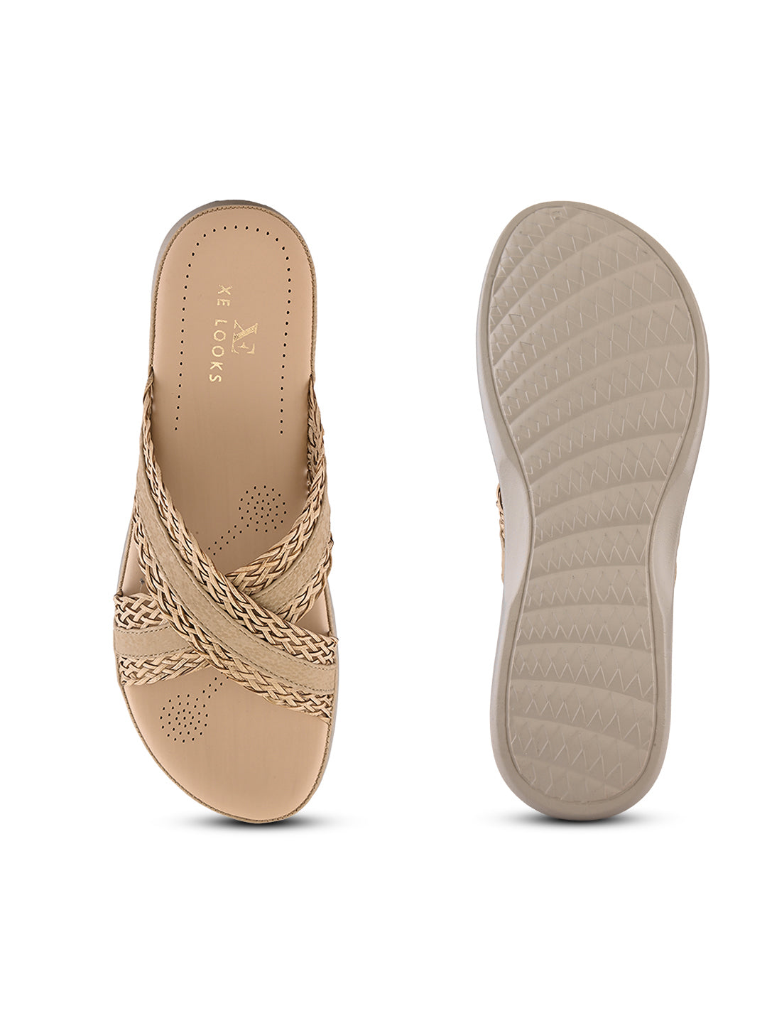 Braided Cross Strap Cushioned Comfort Platform Sandals