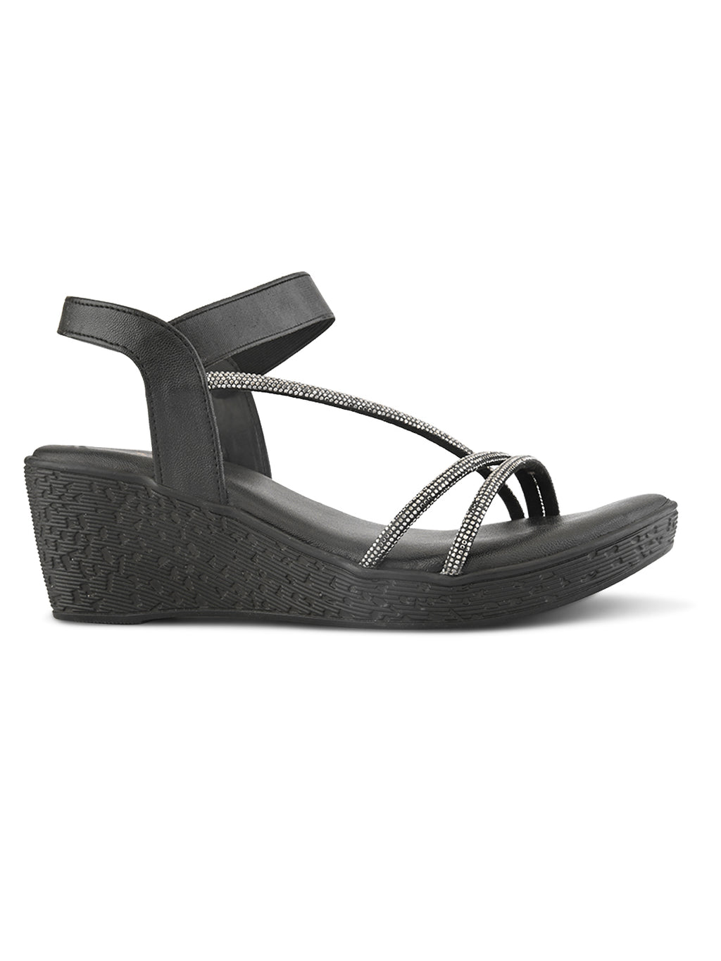 Stylish shimmer detailing straps Wedge Sandal