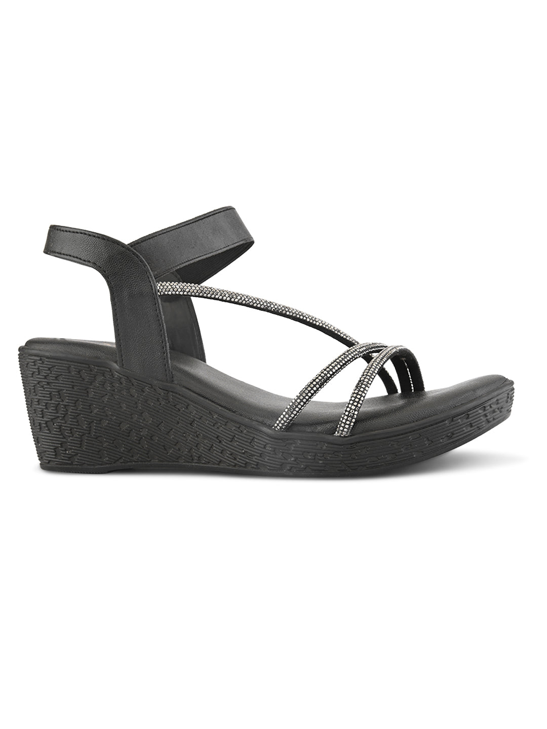 Stylish shimmer detailing straps Wedge Sandal