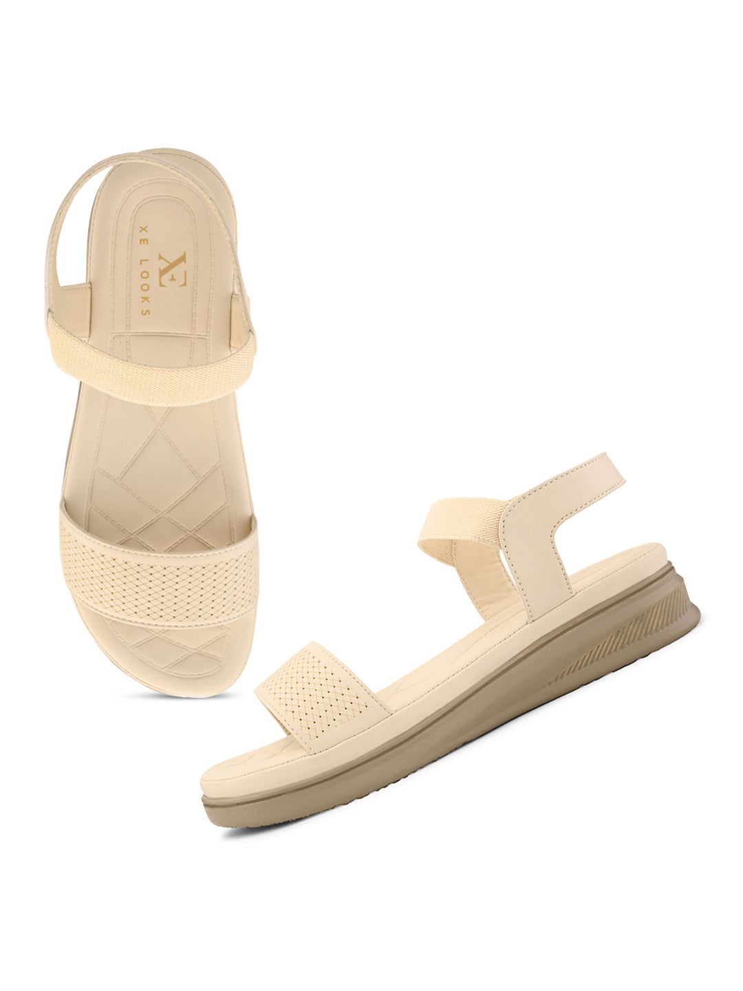 Textured Strap Flat Sandals